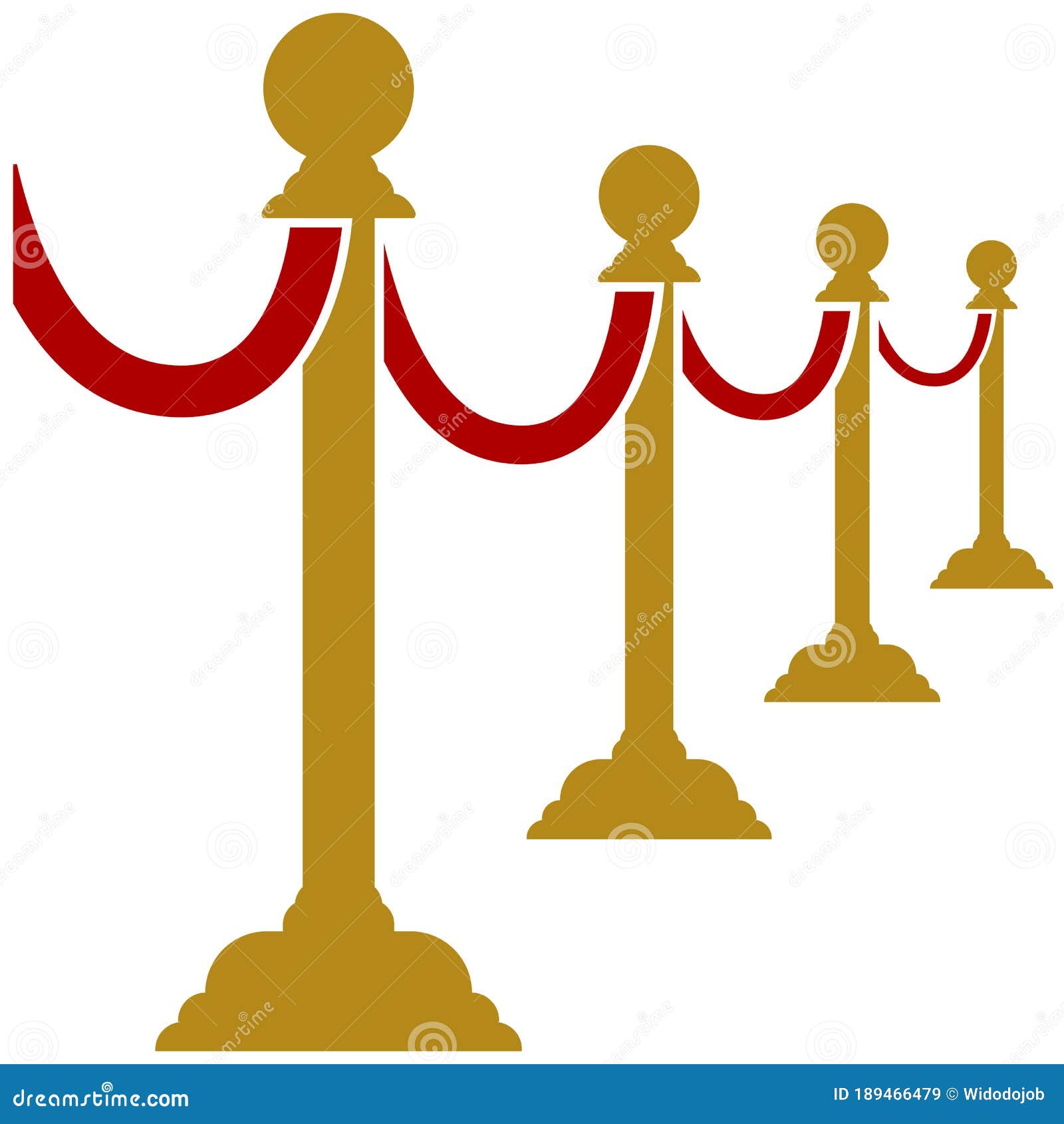 Gold barriers and red rope stock vector. Illustration of hall 189466479