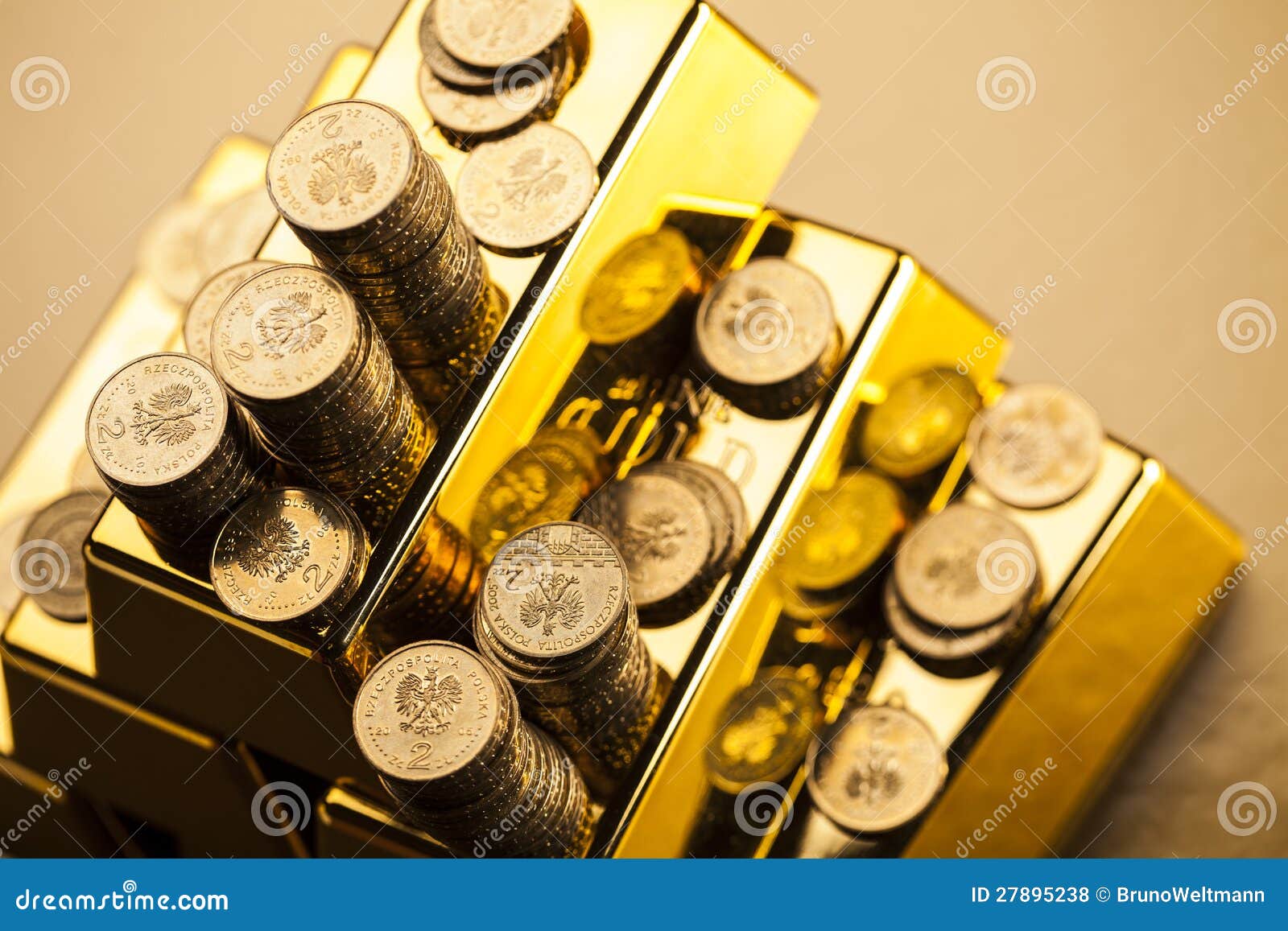 Gold bars and money stock photo. Image of exchange, bank 27895238