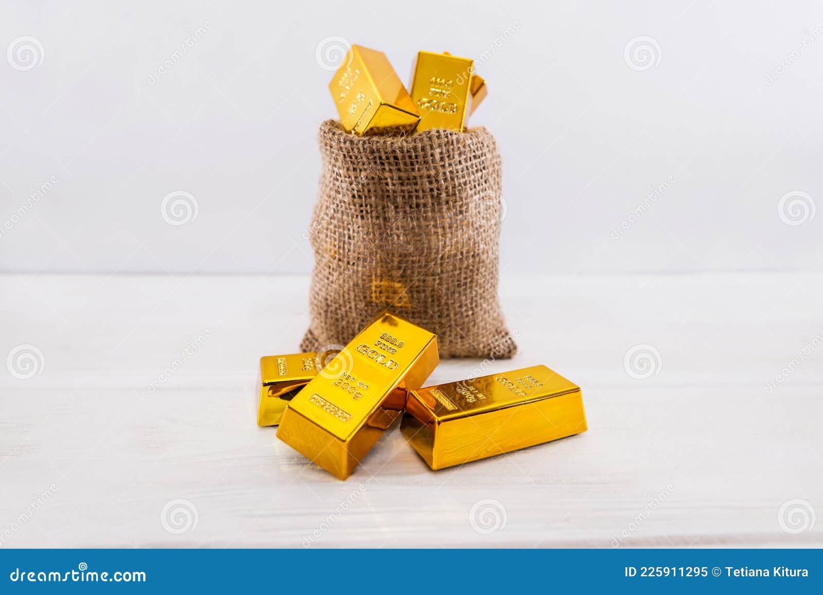 Gold Bars in a Small Bag on White Stock Image Image of closeup