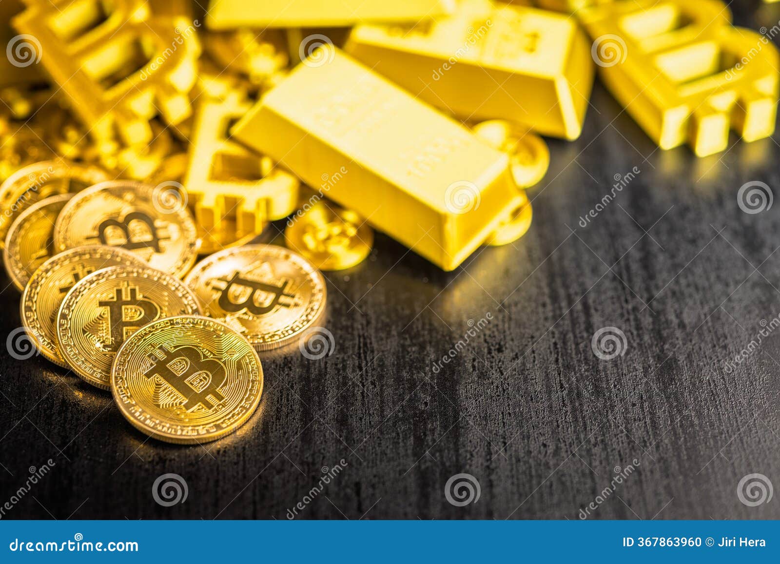 Gold Bitcoin Coin and Gold Bars on Black Table. Gold Cryptocurrency Stock  Photo - Image of digital, cryptocurrency: 367863960