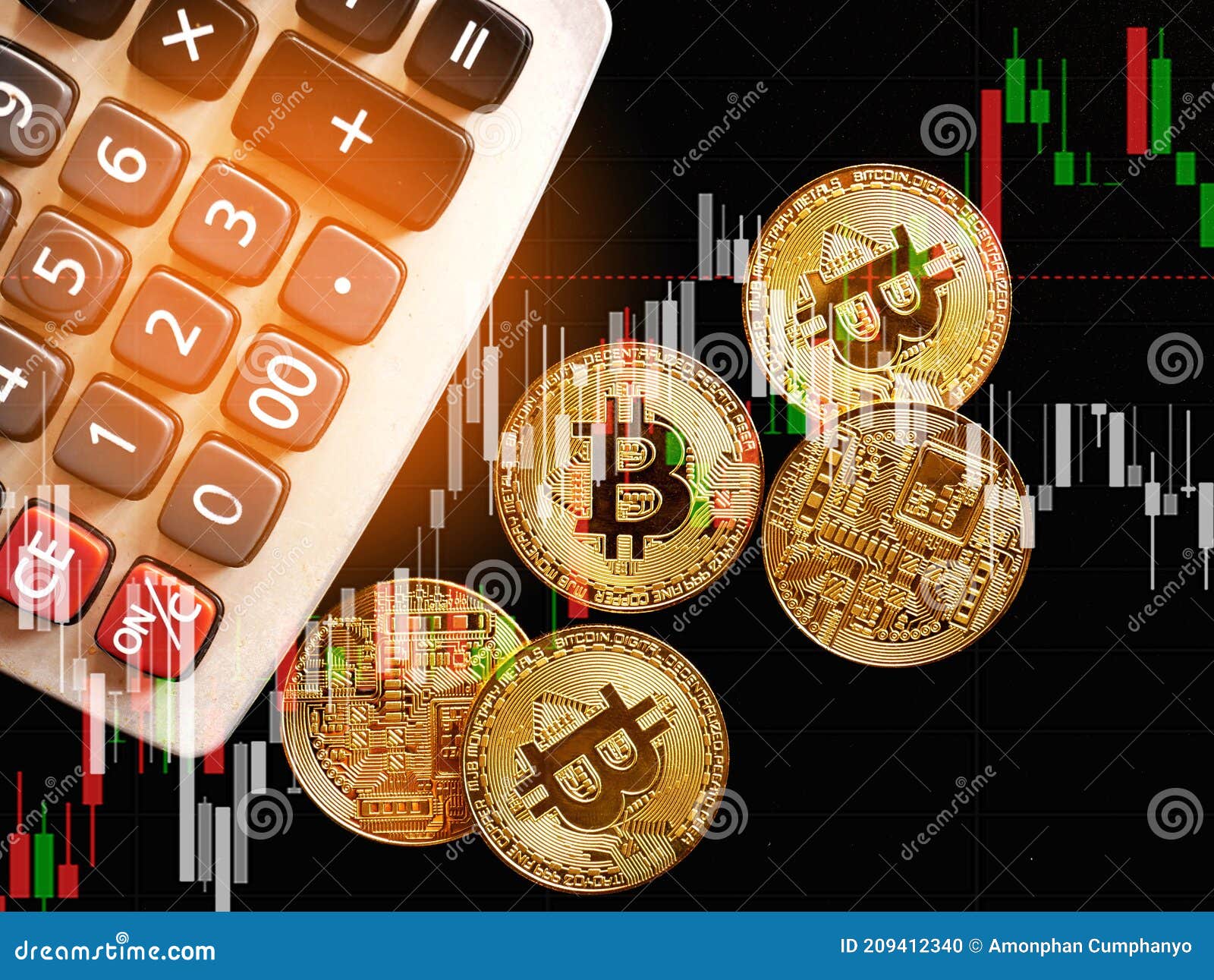 Gold Bitcoin with Forex Trading Graph, Financial Investment ...