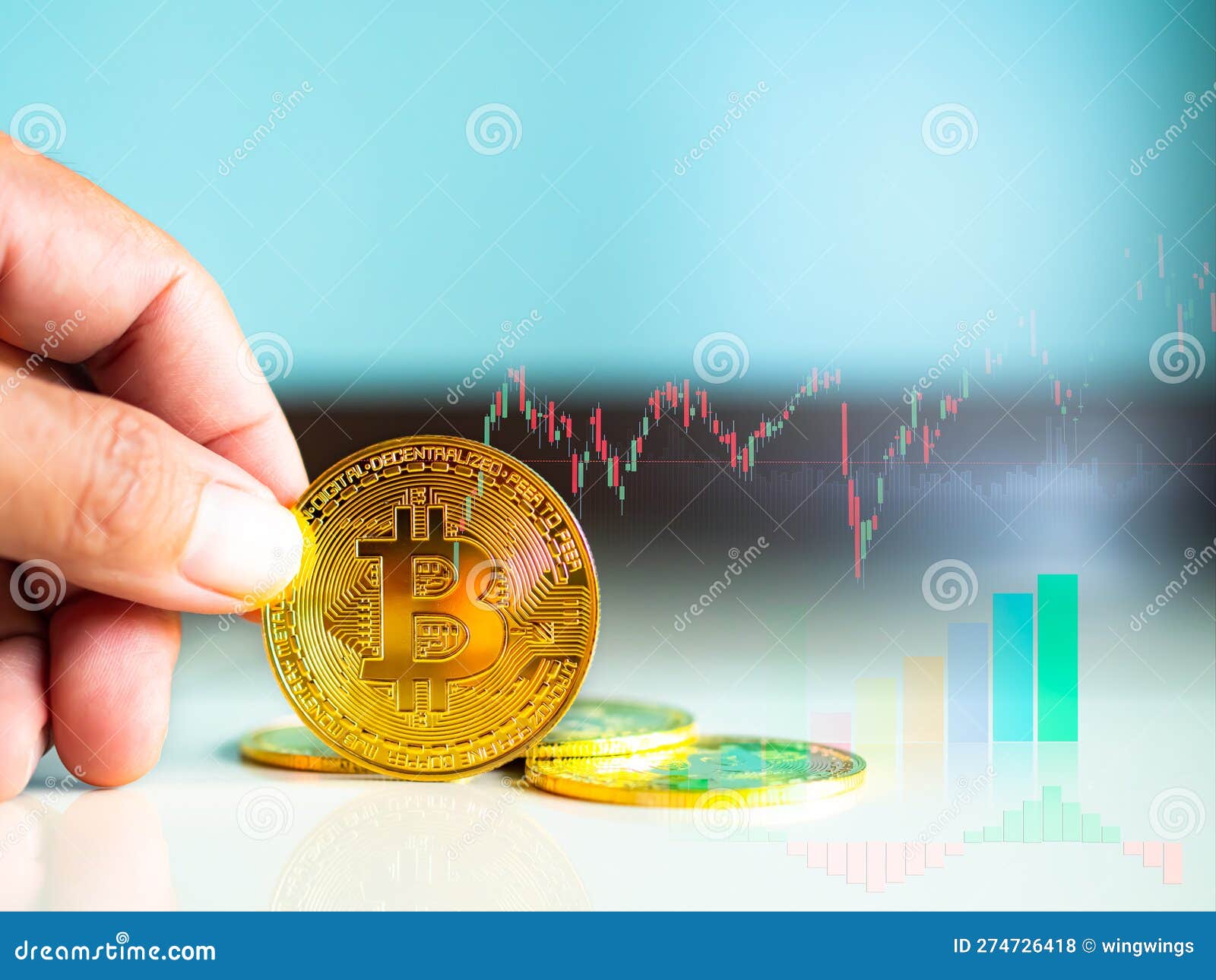 Gold Bitcoin Kryptowährung Mit Wachstumskantendiagramm Diagramm Handel  Forex Geschäftstechnologie Digitales Geld Zukunft Global Stockfoto - Bild  von internet, wachstum: 274726418