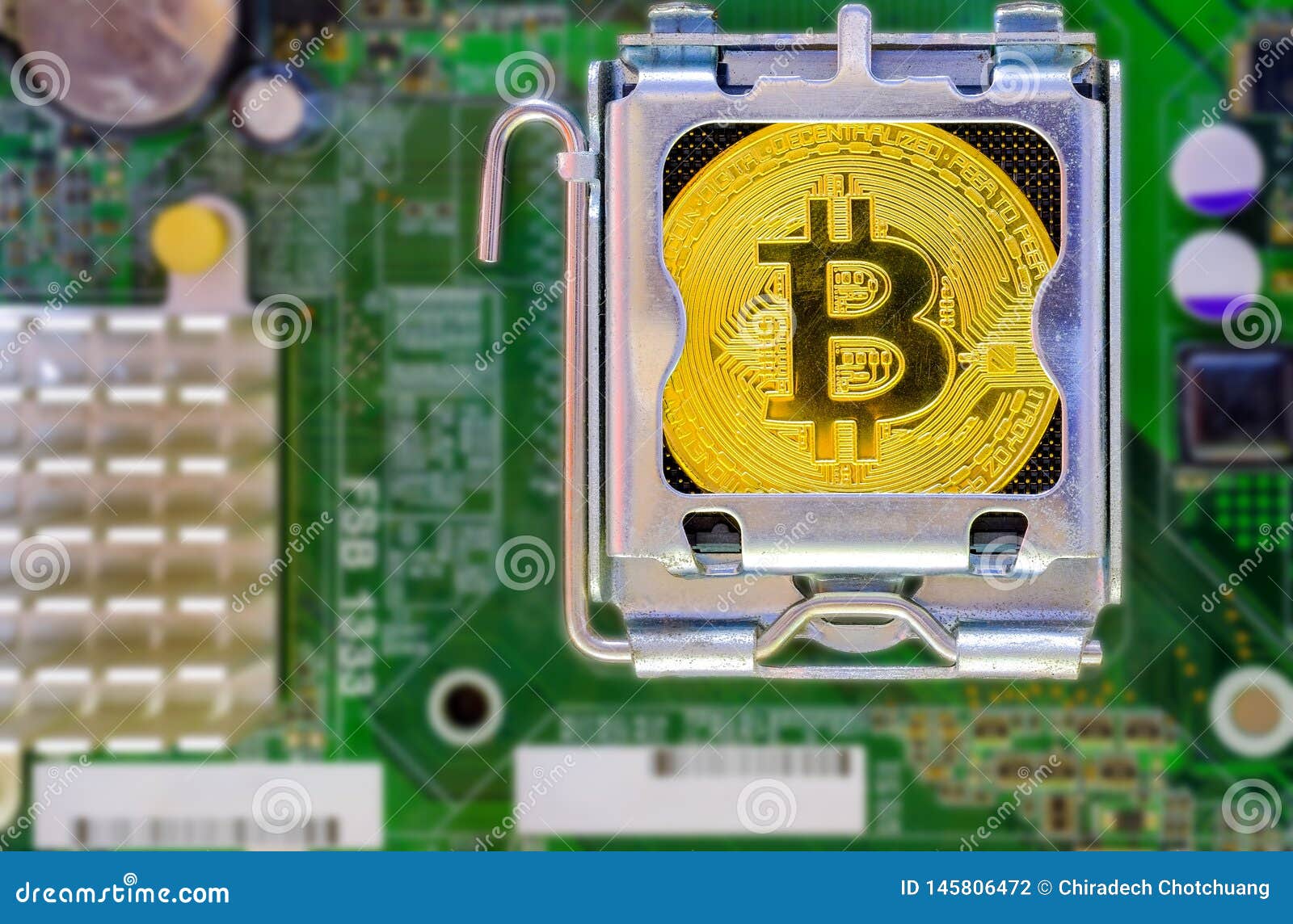 Download Gold Bitcoin Mockup That Installed On CPU Socket Stock Photo - Image of chip, concept: 145806472