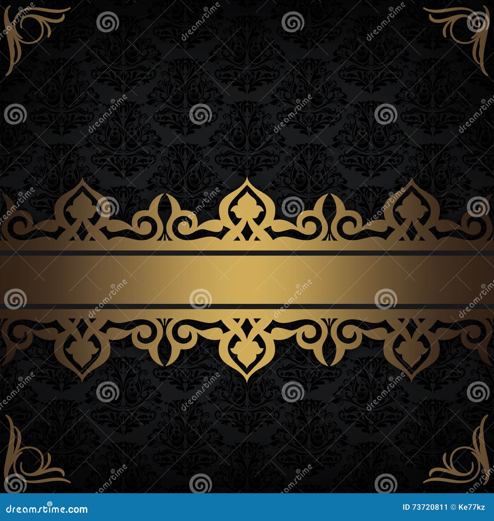Gold and Black Decorative Background. Stock Illustration Illustration