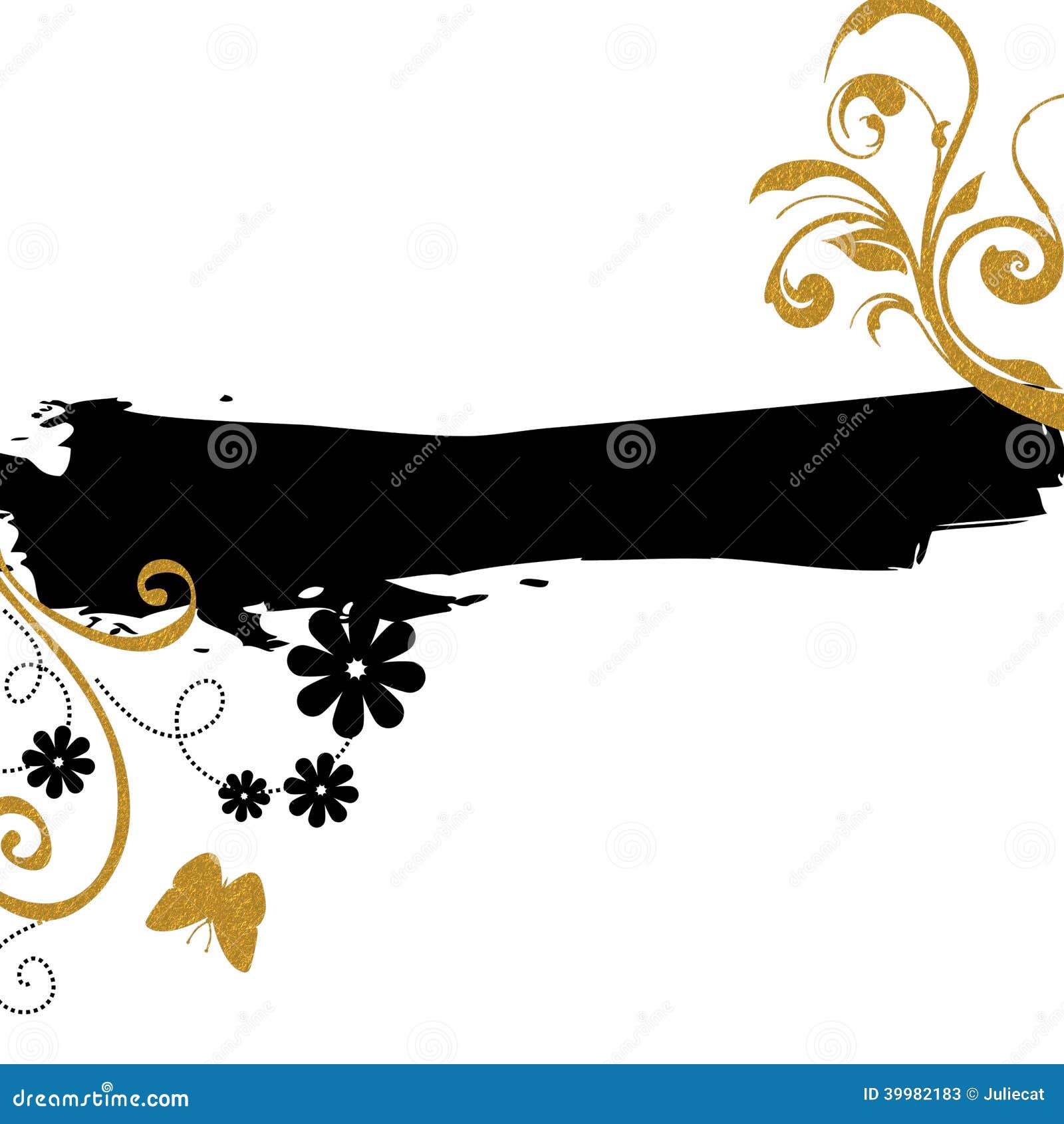 Gold Black Floral Background Stock Illustration - Illustration of daisy