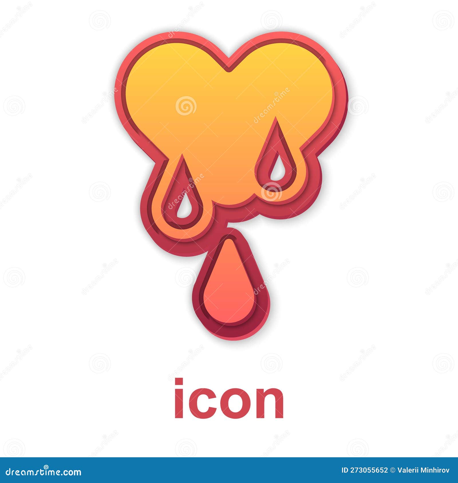 Gold Blood Donation Icon Isolated on White Background. Vector Stock