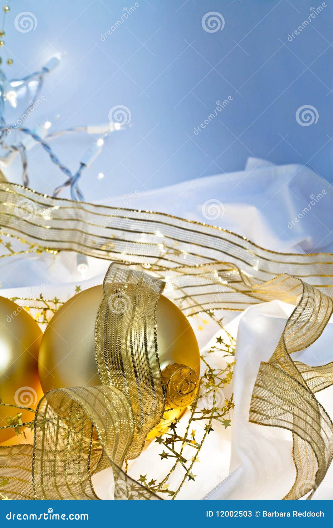 Gold And Blue Christmas Baubles Background Stock Photos 