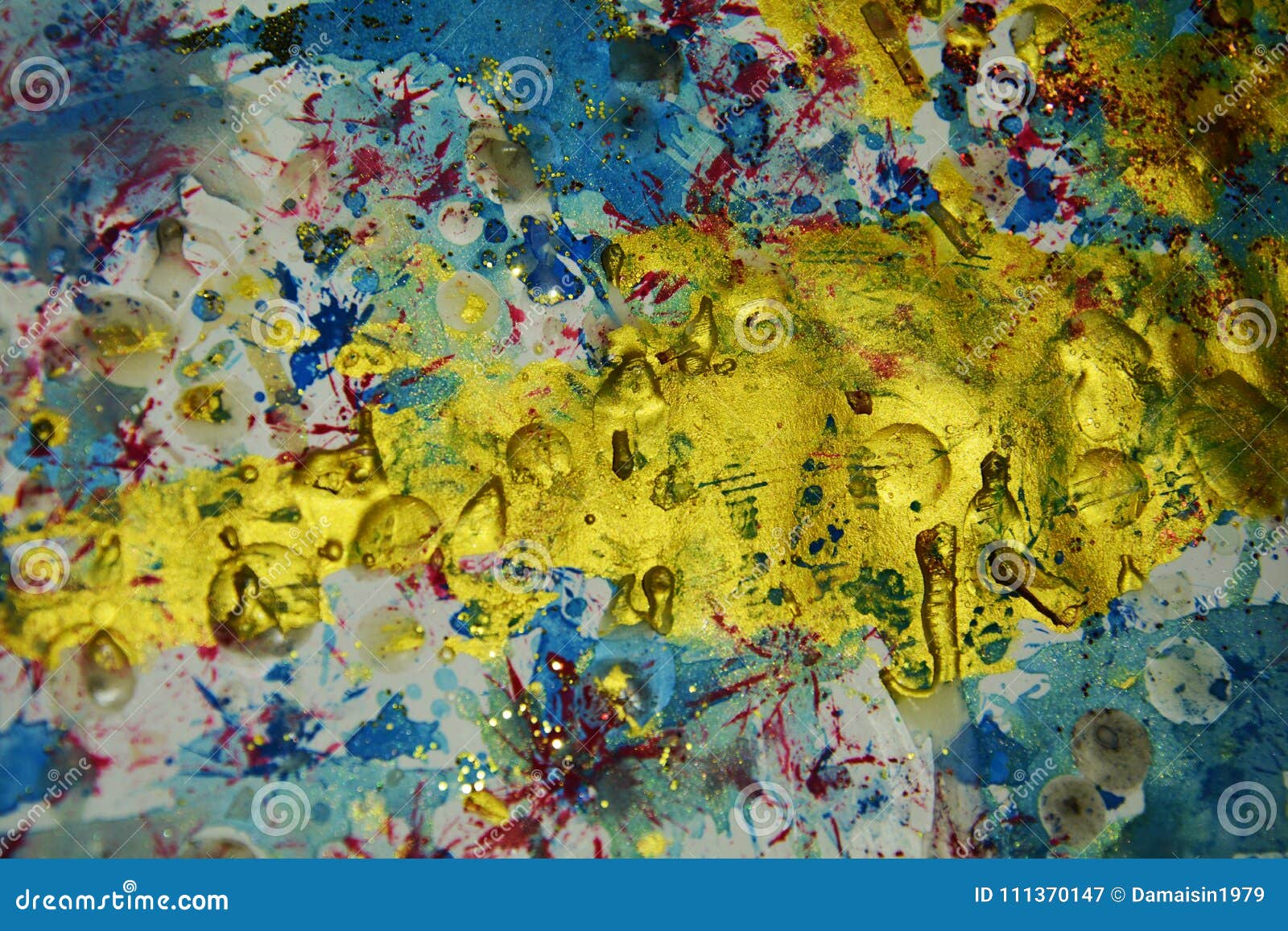 gold blue pink splashes, contrasts, paint watercolor creative background