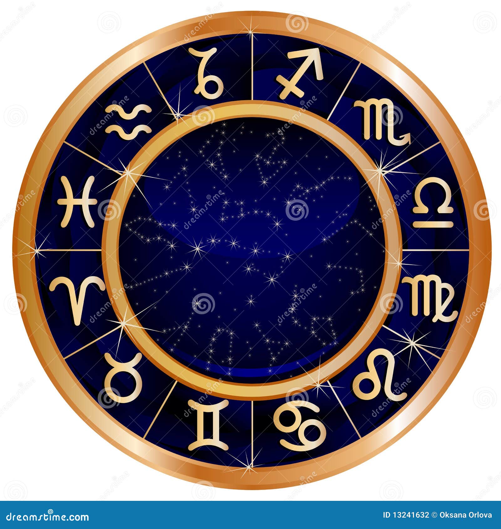 Gold blue zodiac circle stock illustration. Illustration of aries ...