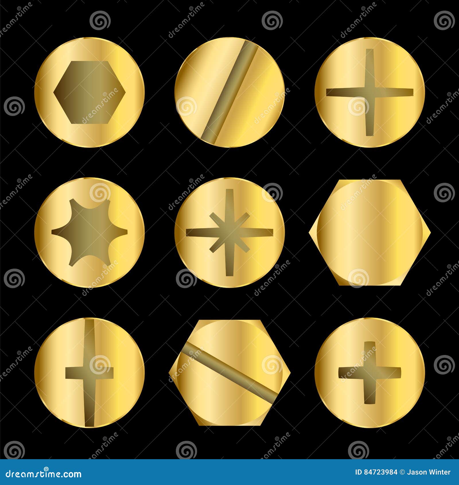 Gold Bolt and Heads stock vector. Illustration of golden 84723984