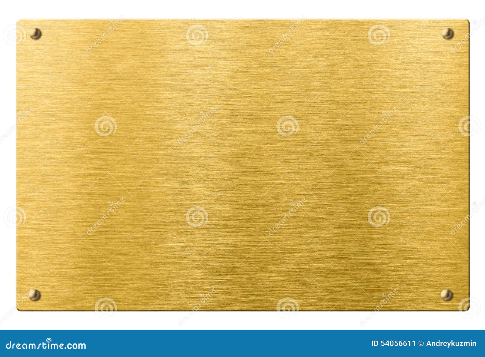 Gold Or Brass Metal Plate With Rivets Isolated Stock Image Image Of