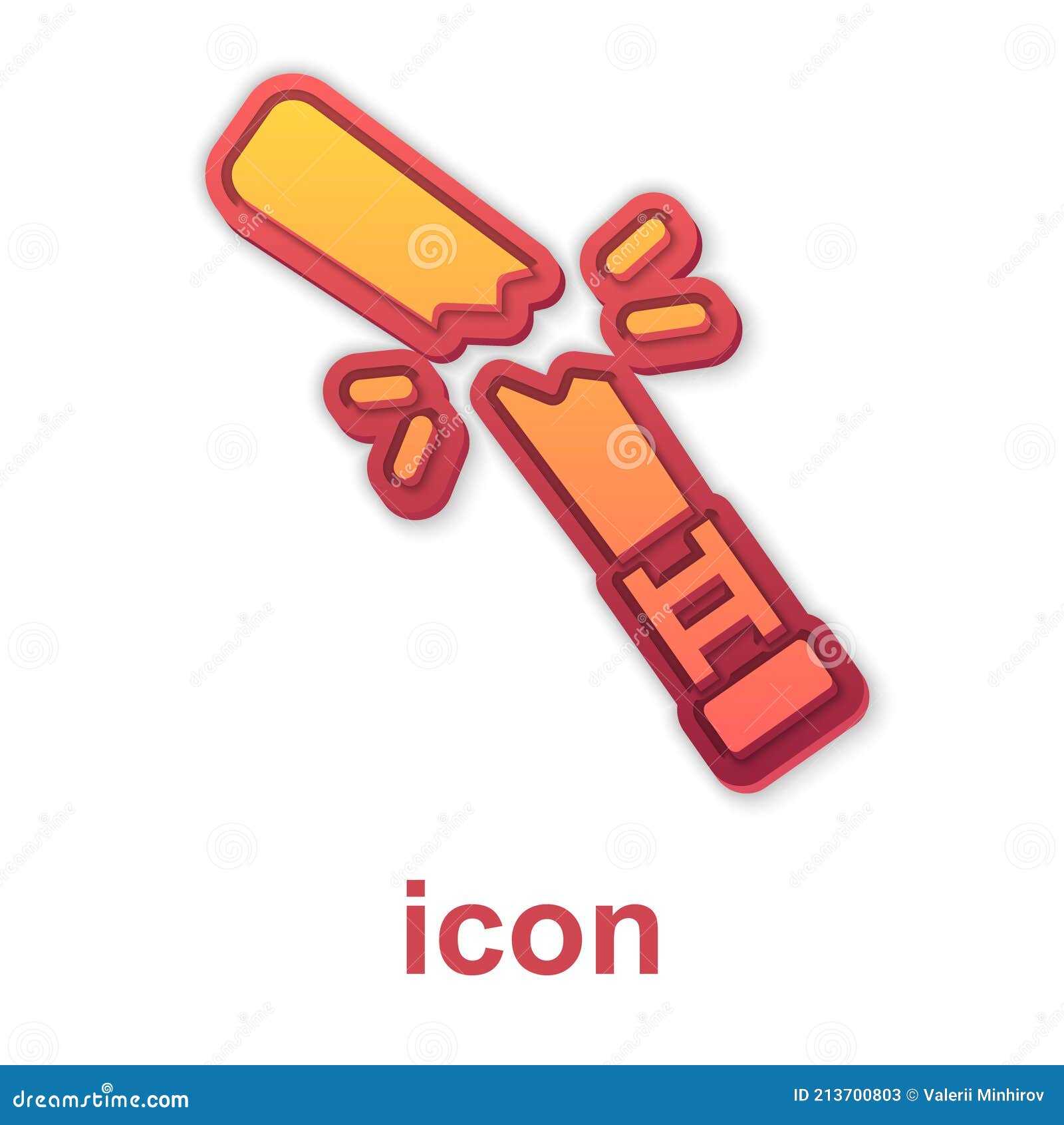 Gold Broken Baseball Bat Icon Isolated on White Background. Vector