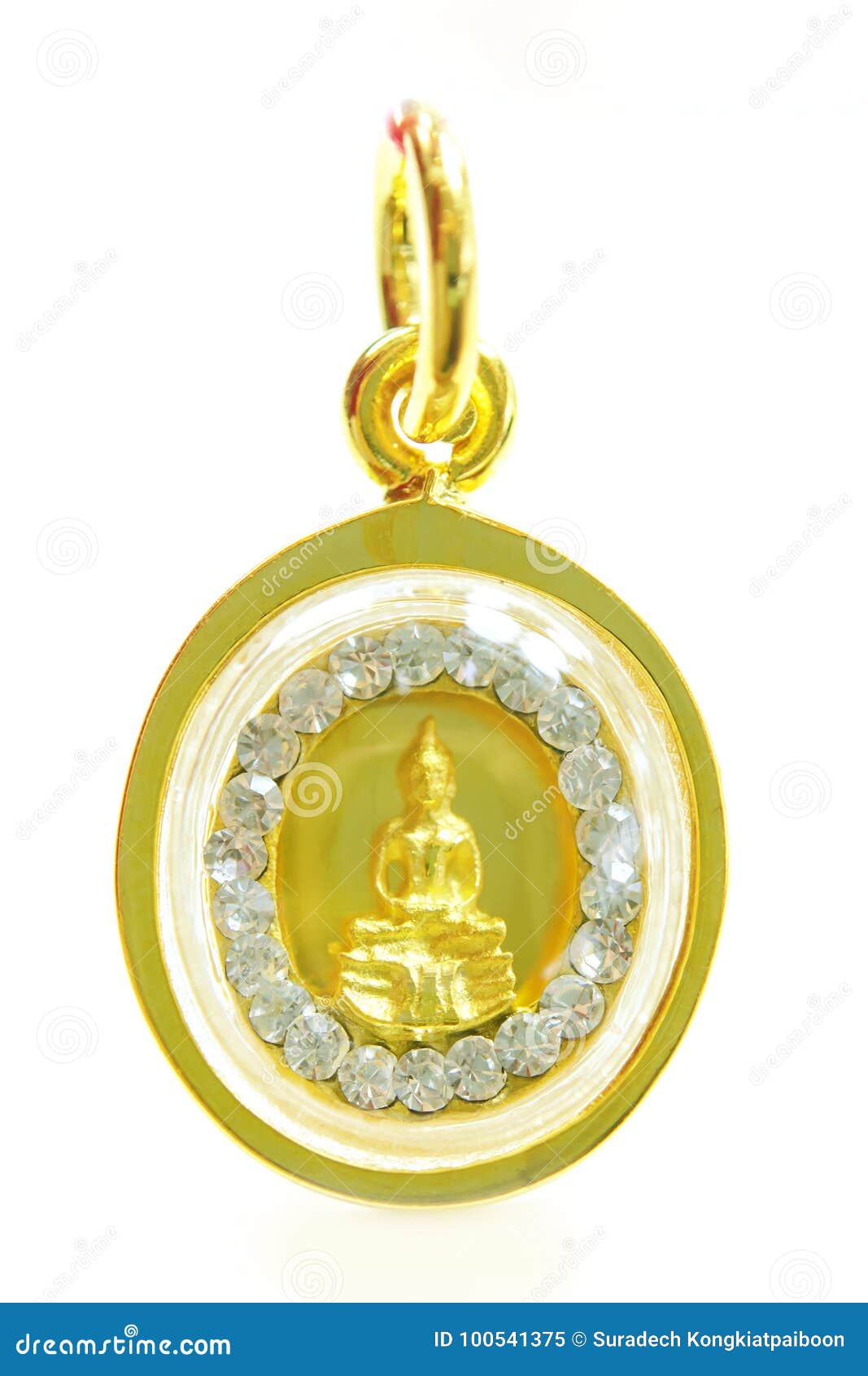 Gold Buddha Pendant Isolated on White Stock Image Image of metal
