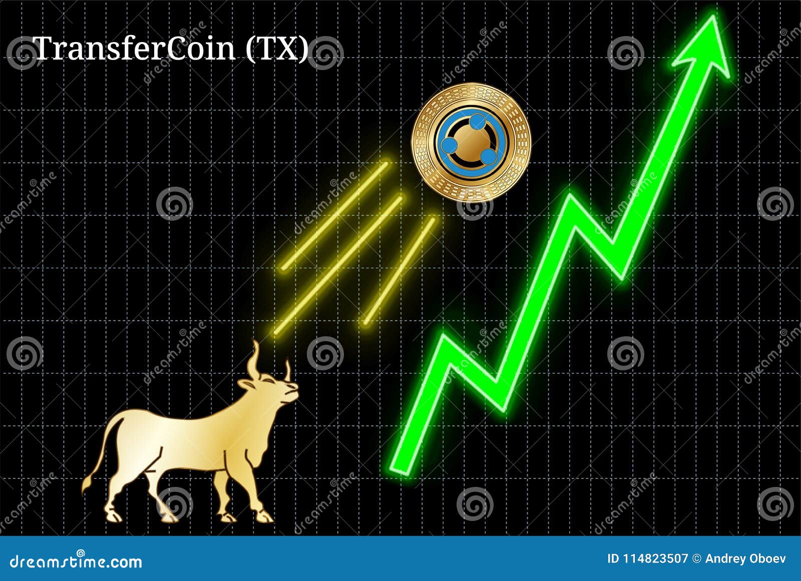 Bullish TransferCoin TX Cryptocurrency Chart Stock Vector ...