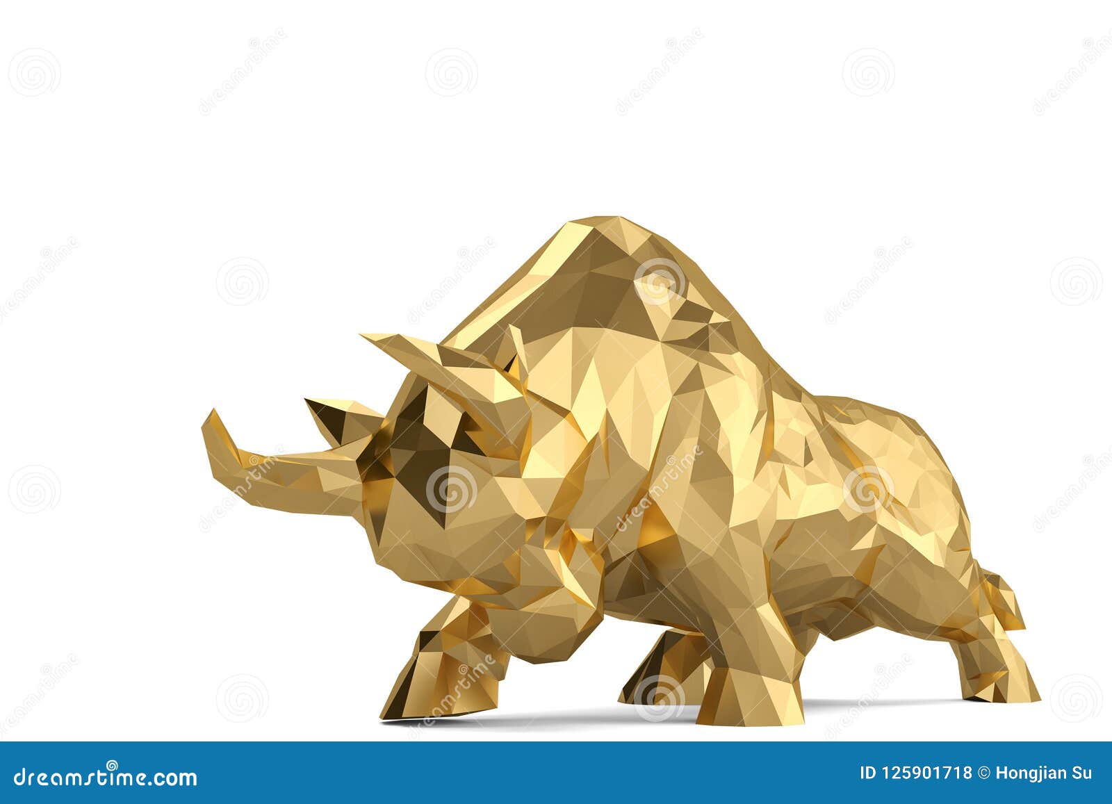 gold bull on white background.3d .