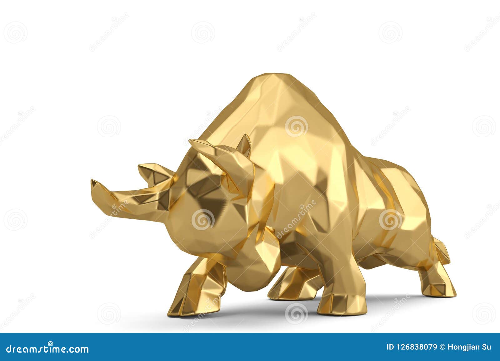 gold bull on white background.3d .