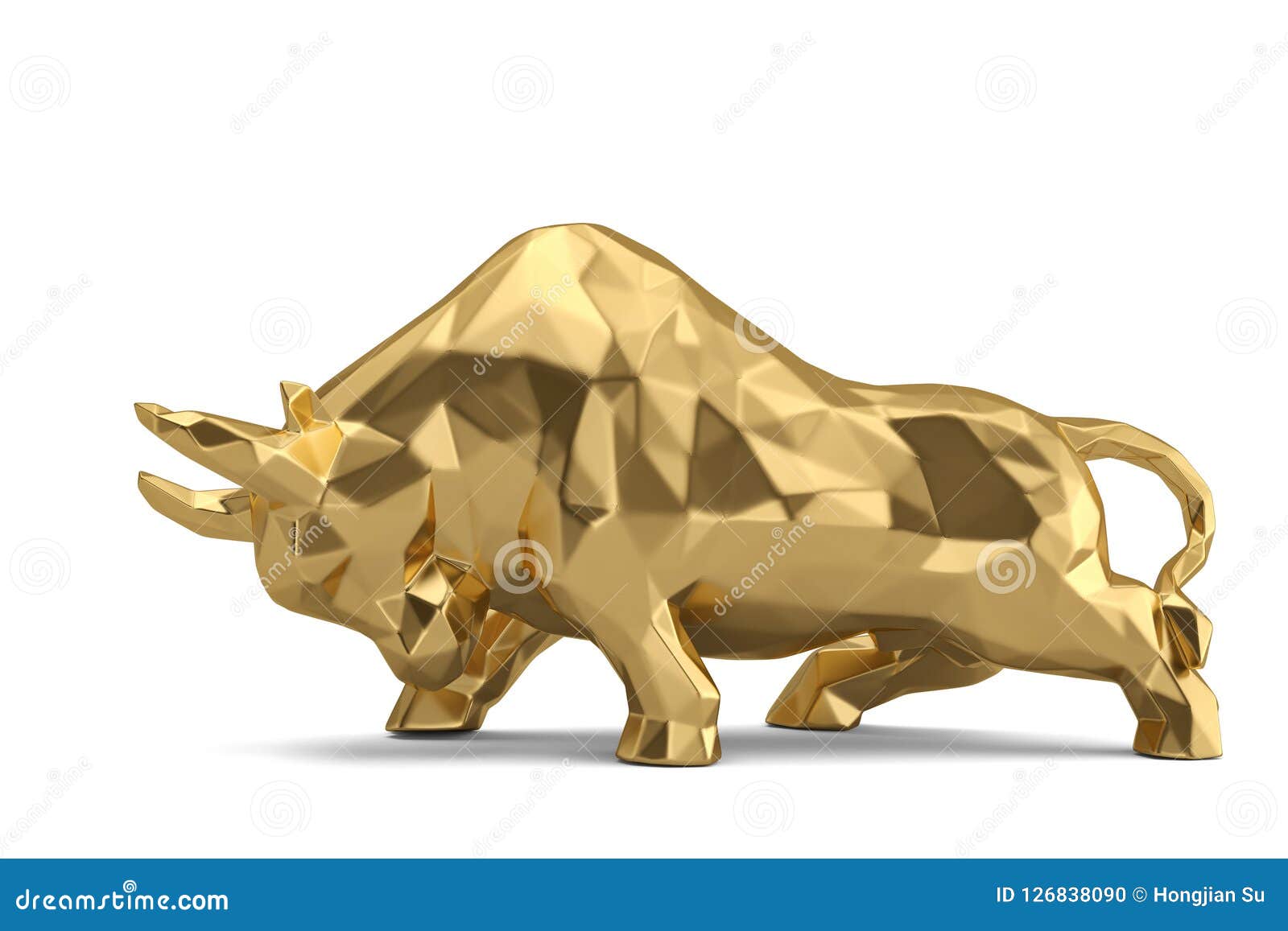 gold bull on white background.3d .