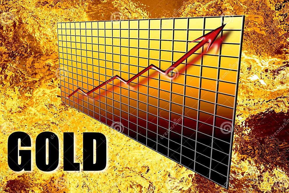 Gold Bullion Graph Arrow stock illustration. Illustration of economy