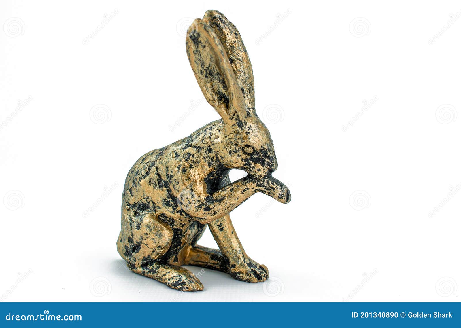 Gold Bunny Rabbit on White Background Stock Photo Image of