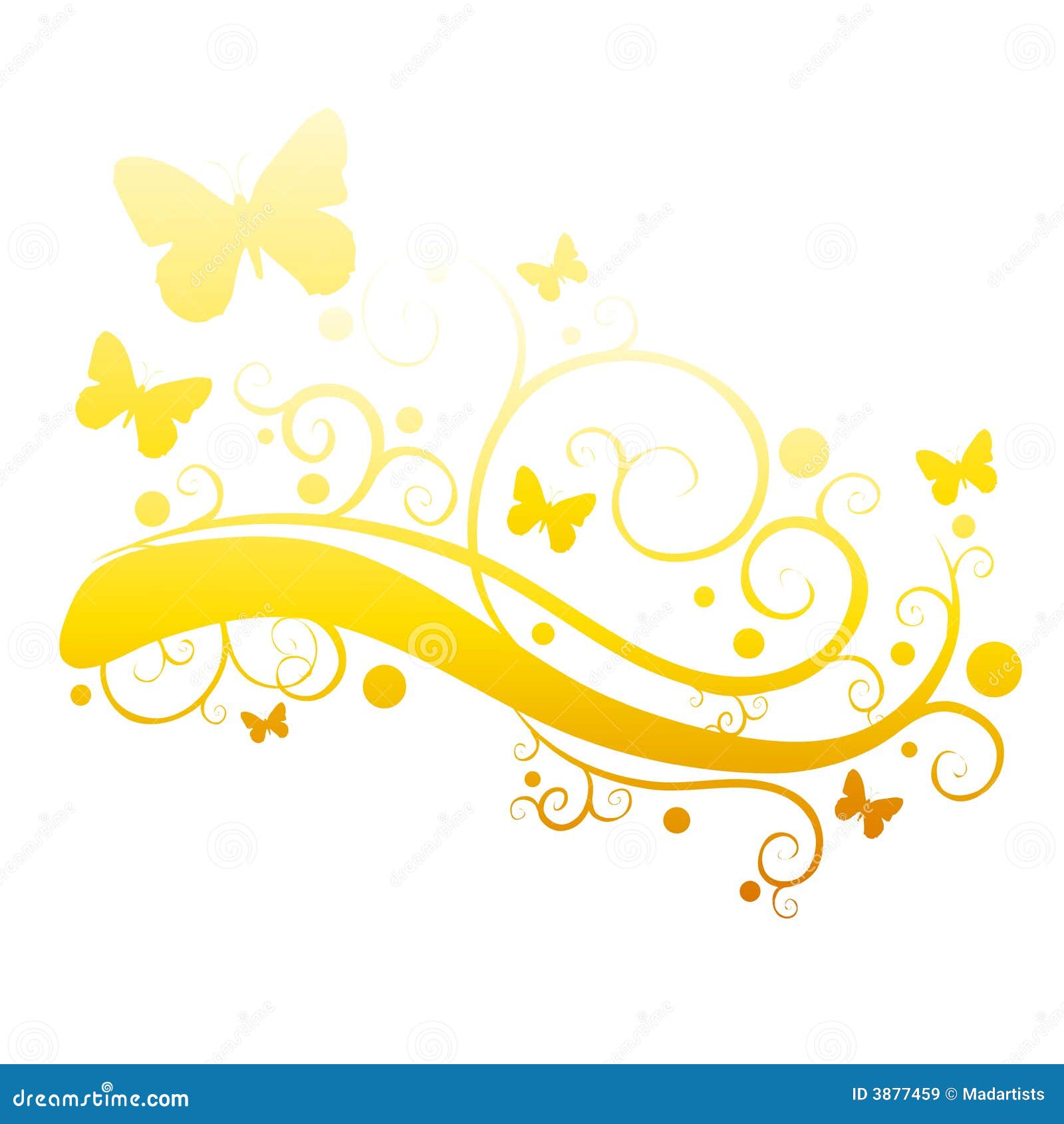 Gold Butterflies in Flower Garden Silhouette Stock Illustration -  Illustration of butterflies, isolated: 3877459