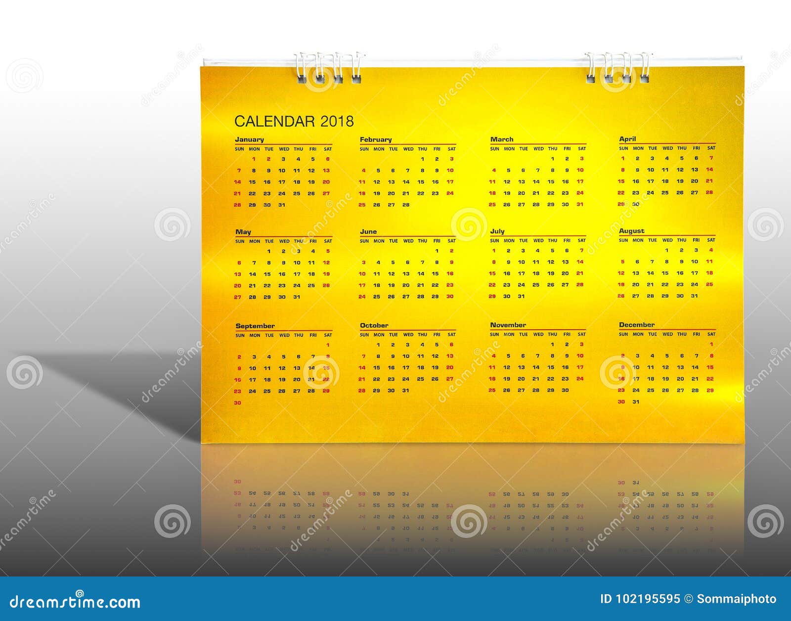 Gold calendar 2018 stock image. Image of cardboard, page 102195595