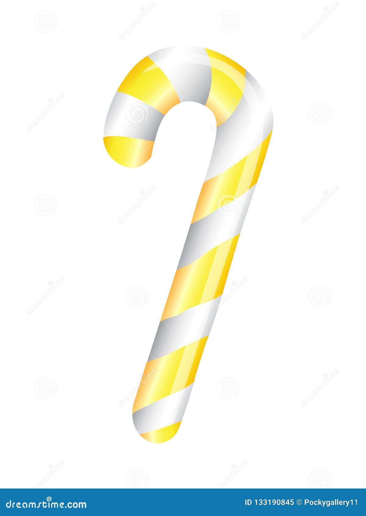 Gold candy cane on whtie stock vector. Illustration of stripe 133190845