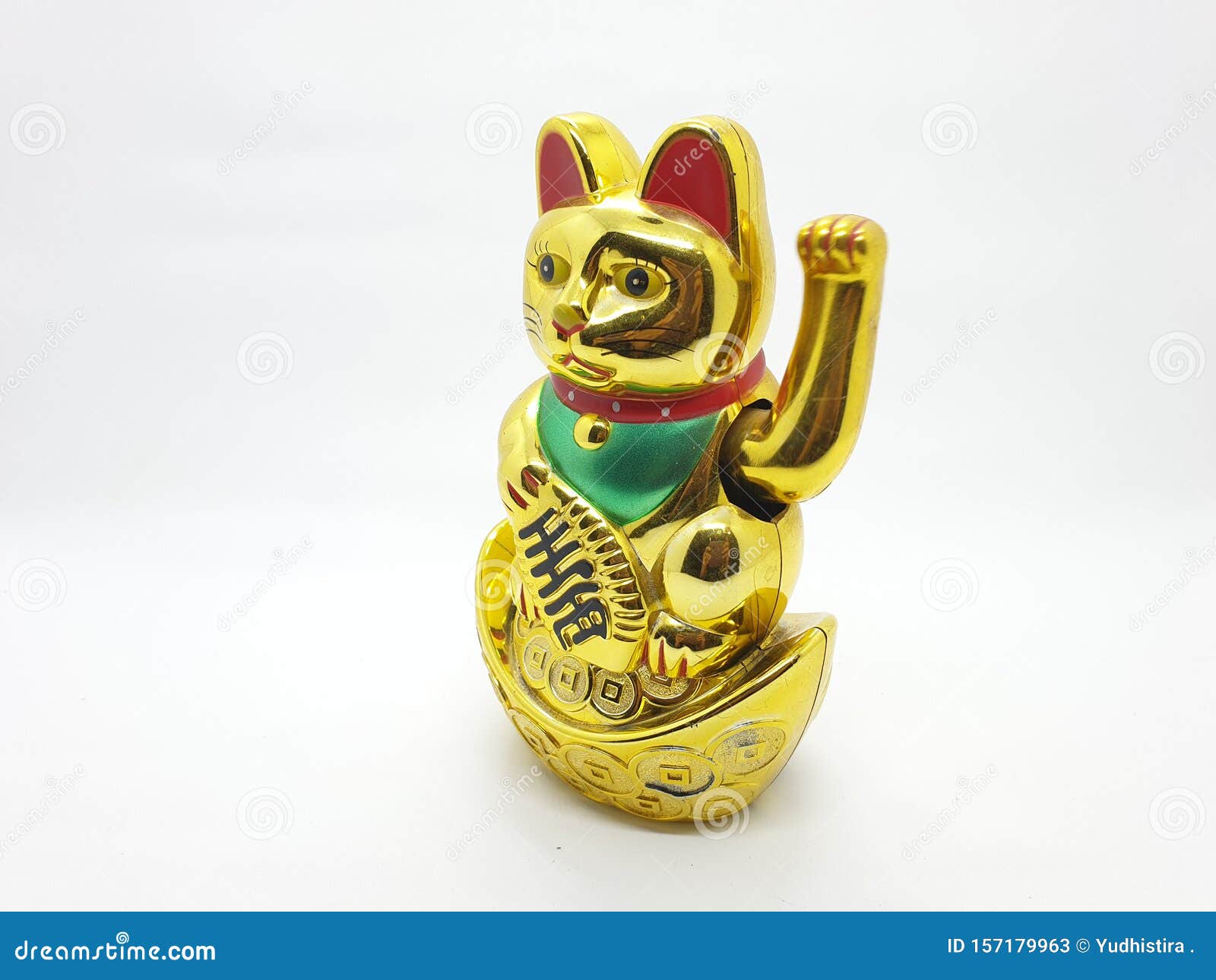 Gold Cat Statue Representing Luck Symbol And Sign For Traditional