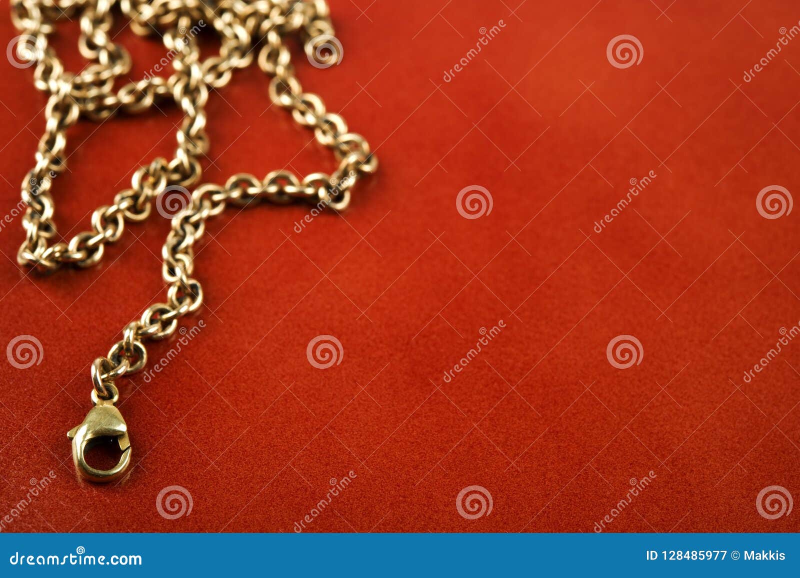Gold Chain on Red Background Stock Image Image of jewel, close 128485977