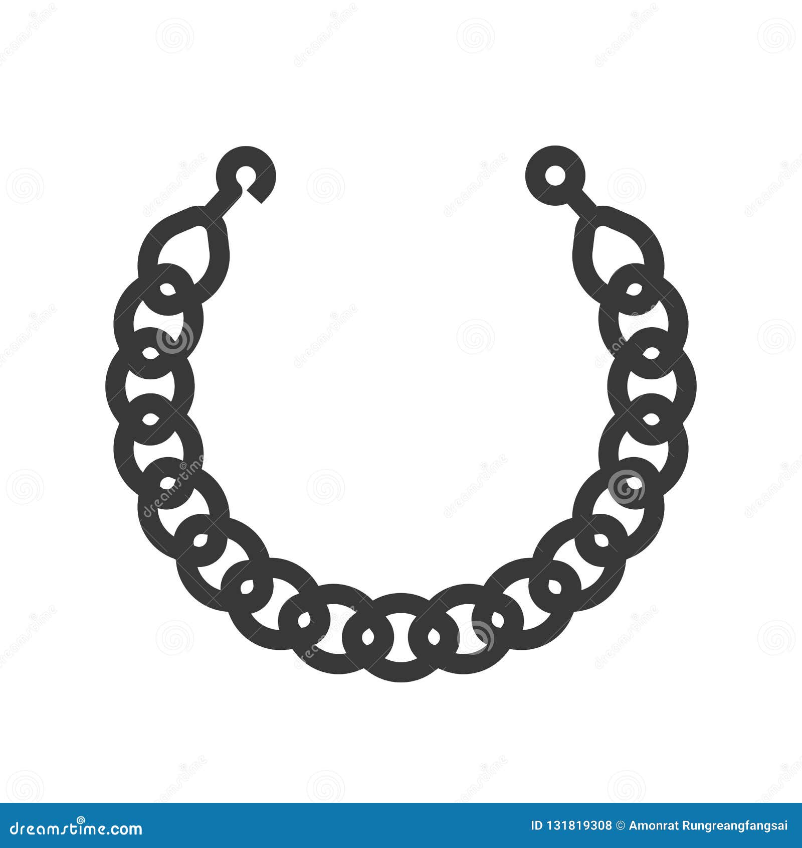 Gold Chain, Jewelry Vector Icon, Glyph Style Stock Vector