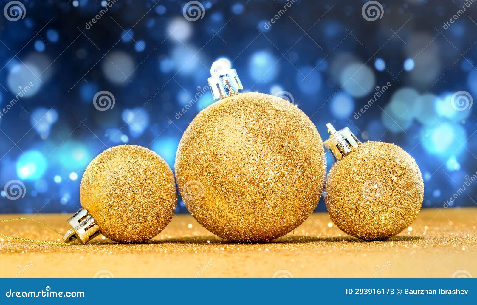 Gold Christmas Balls on Blue Christmas Background Stock Image Image of celebration, decor