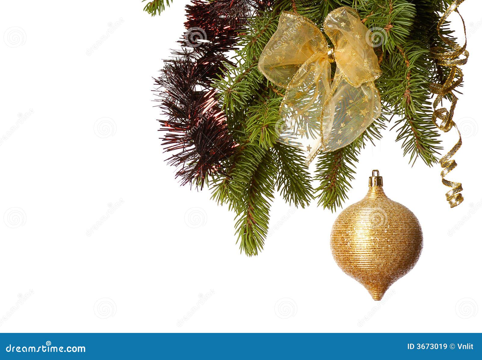 Gold Christmas decoration stock image. Image of branch  3673019