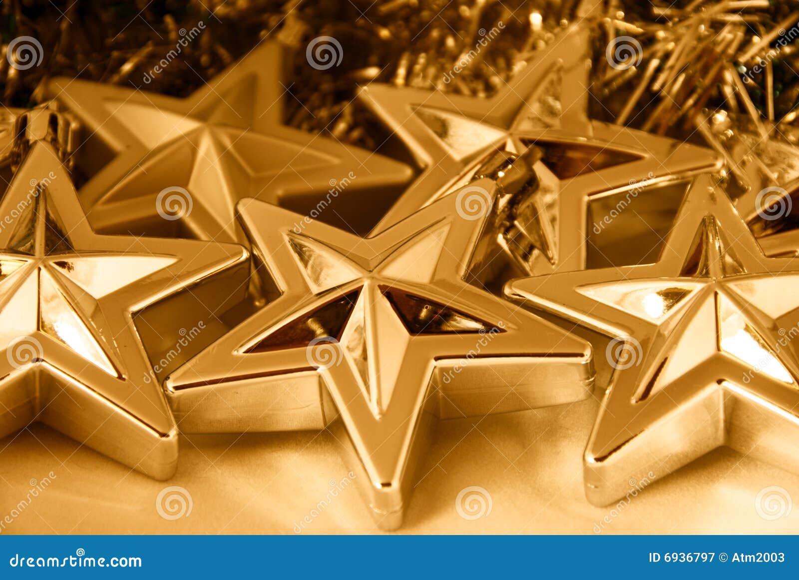 Gold Christmas stars stock image. Image of decorate, branch 6936797