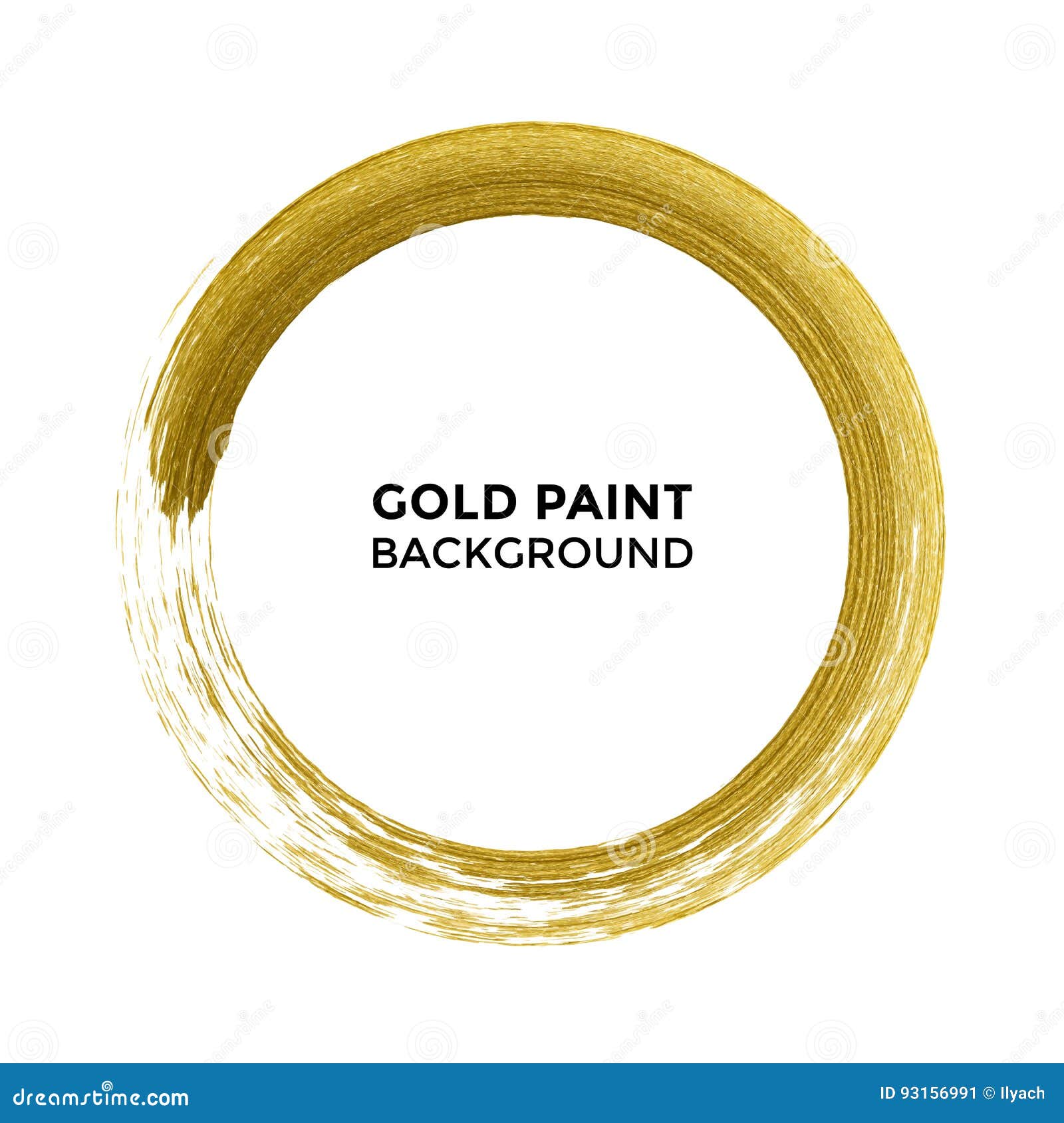 Gold Circle Glitter Texture Paint Brush on Vector White Background