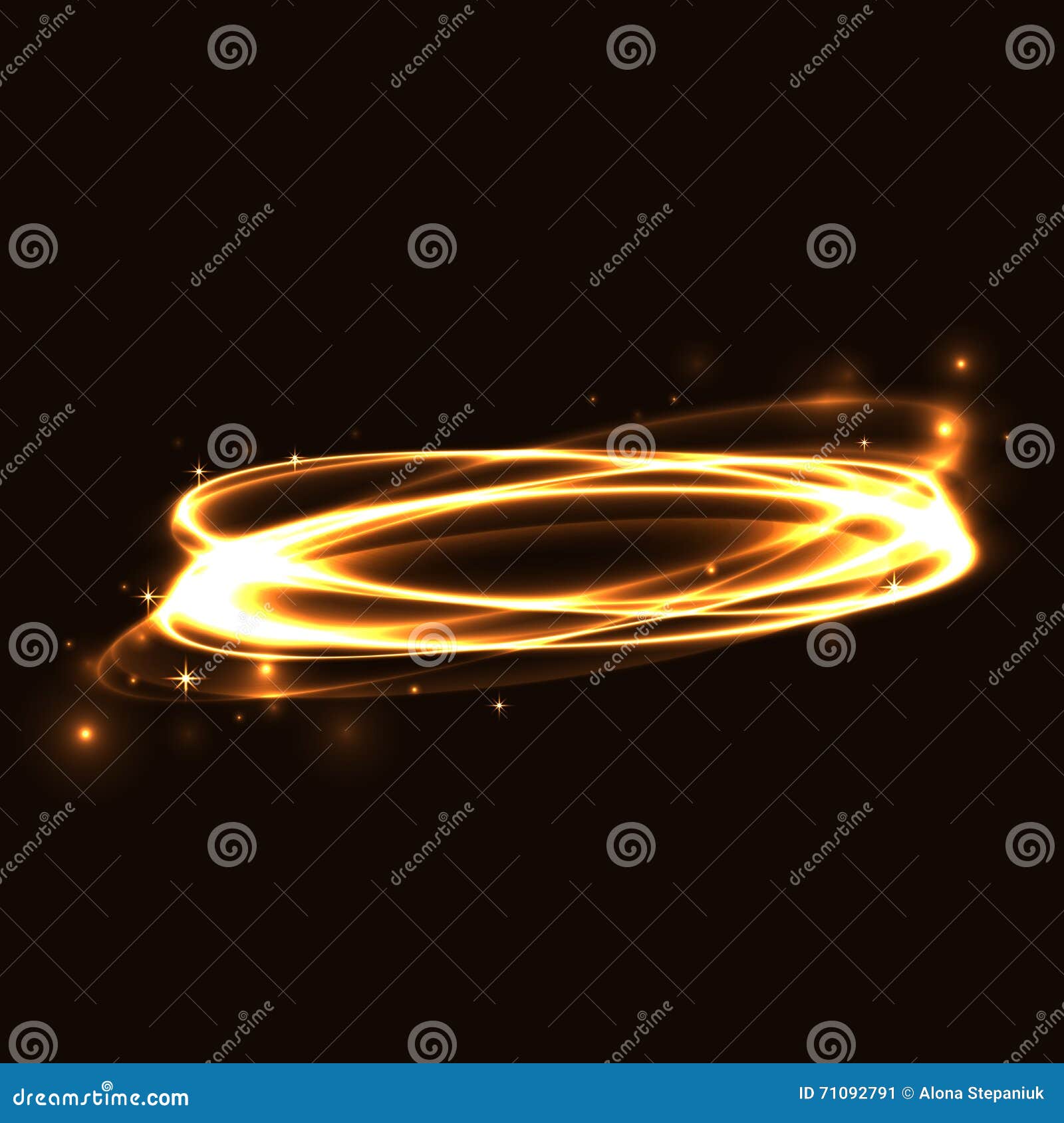 gold circle light tracing effect glowing magic fire ring trace sparkle swirl trail black background bokeh glitter round ellipse 71092791