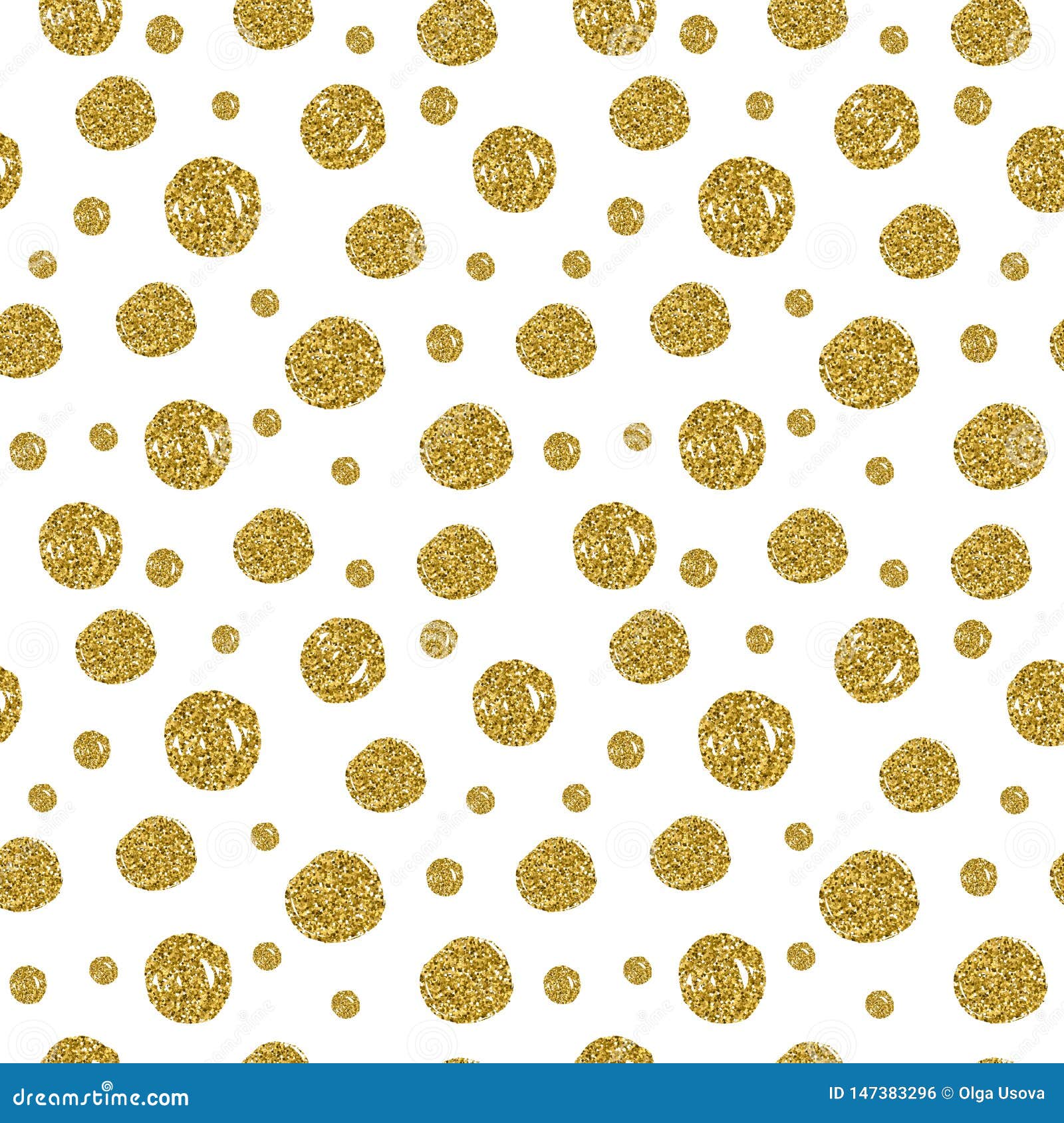 Gold Circles Seamless Pattern on White Background. Stock Vector ...