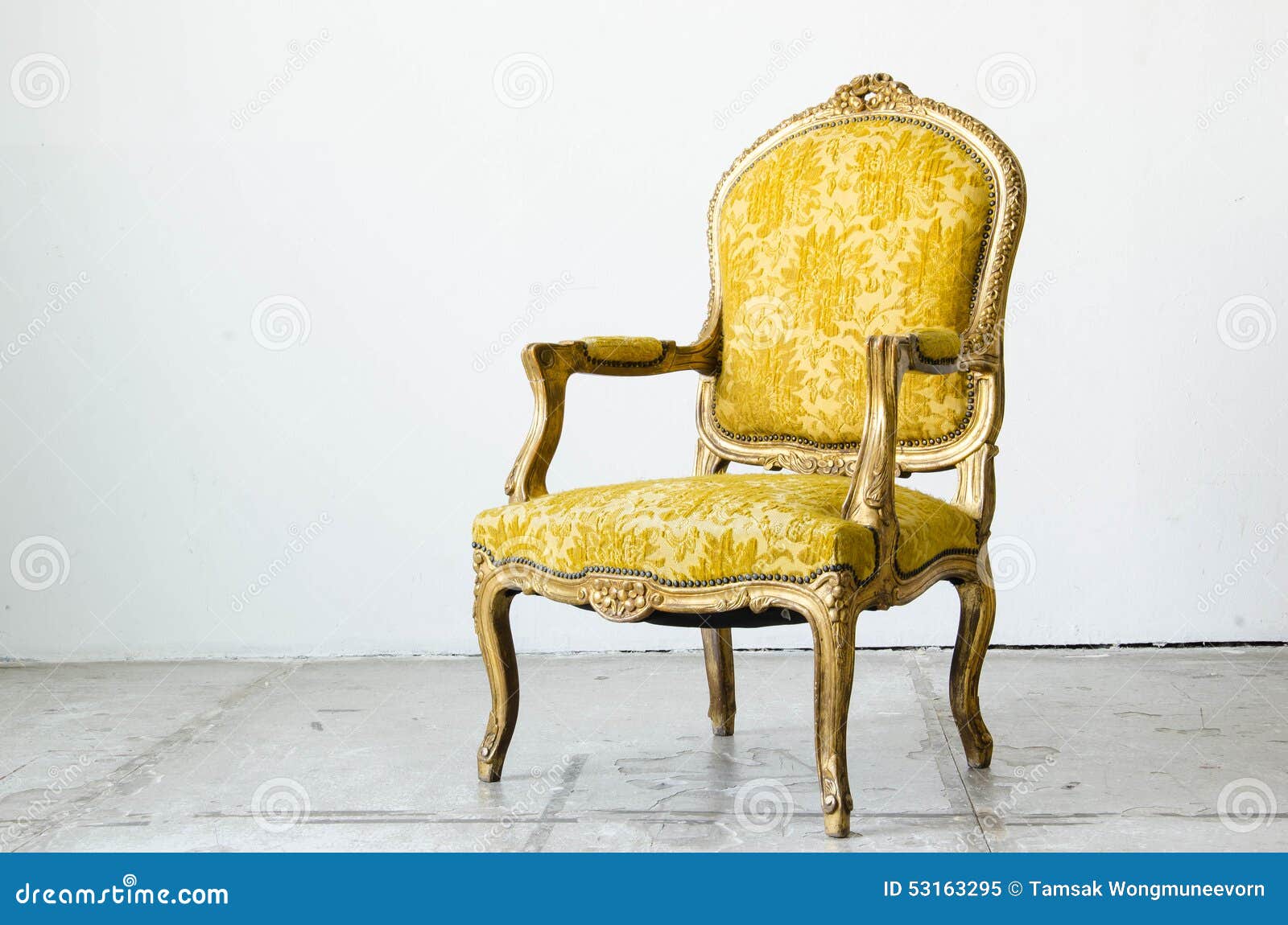 Gold Classical Style Sofa Couch in Vintage Room Stock Image Image of