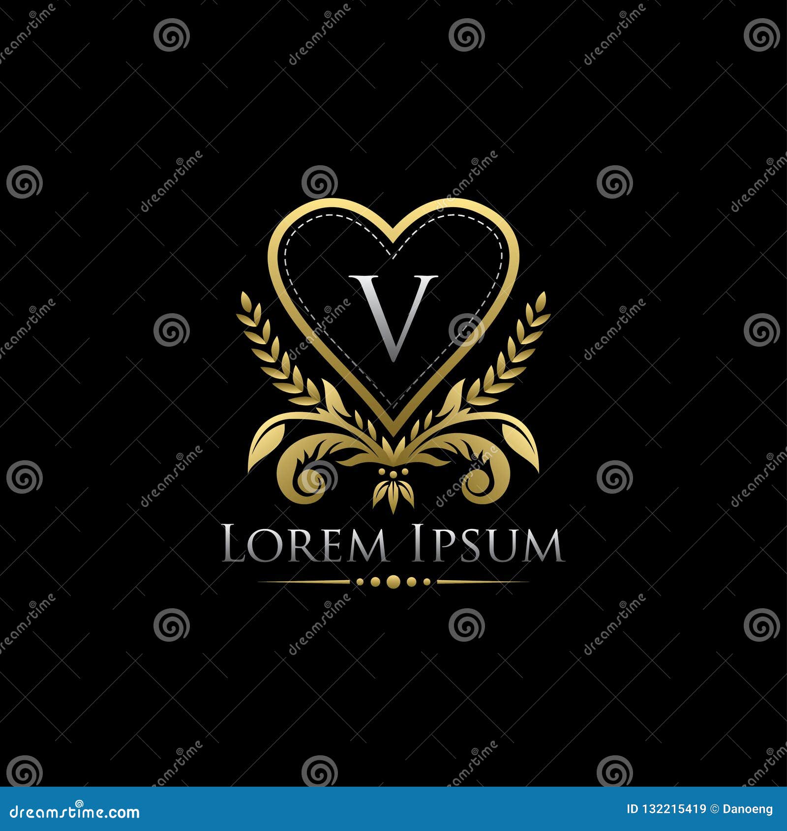 Premium Vector  Romantic v letter heart classy logo