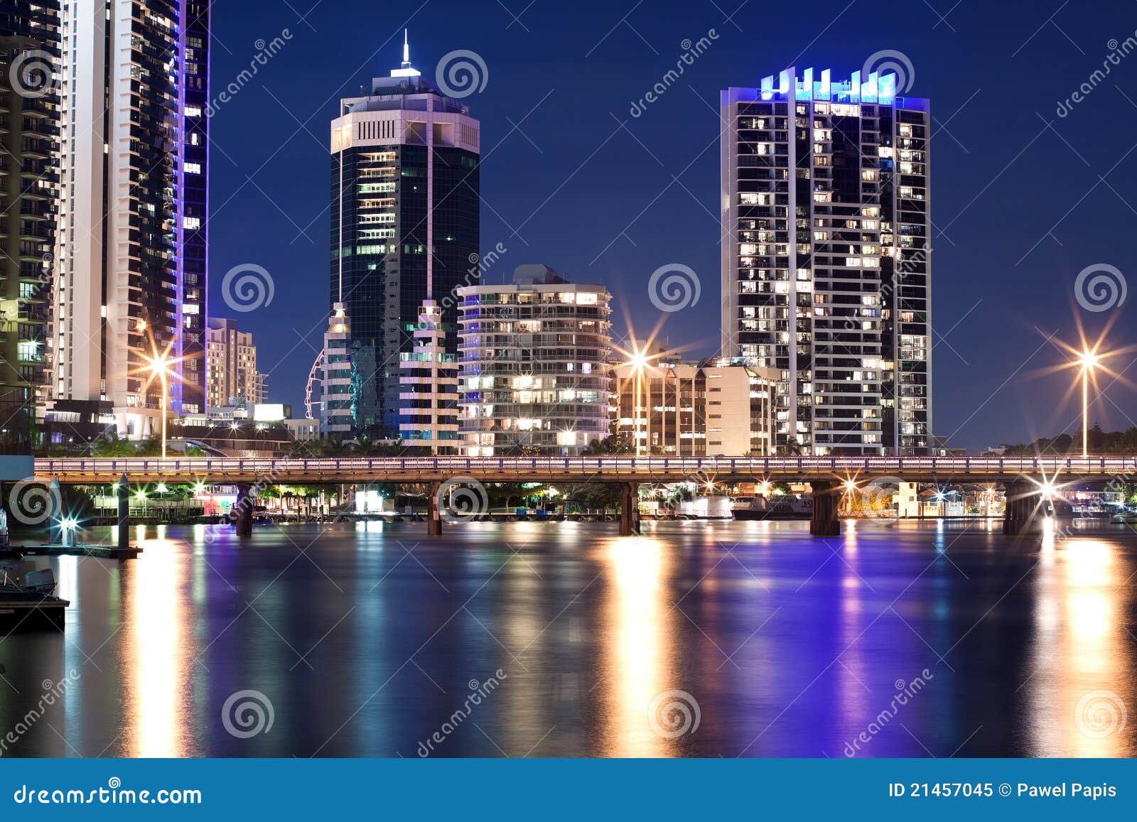 Gold Coast City at night stock image. Image of town, light 21457045