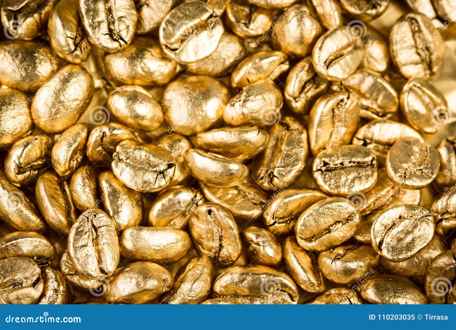 Gold coffee beans stock image. Image of caffeine, flavorous 110203035