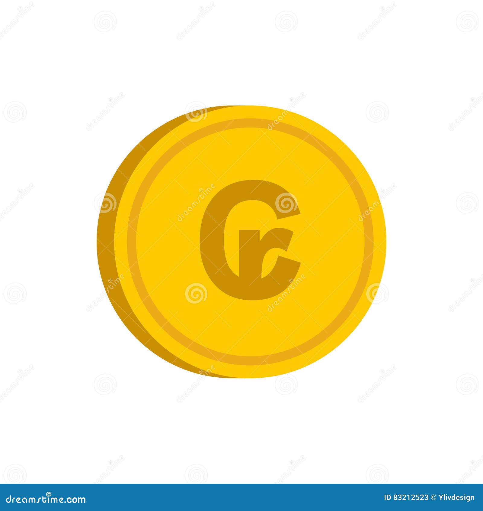 gold coin with cruzeiro sign icon, flat style