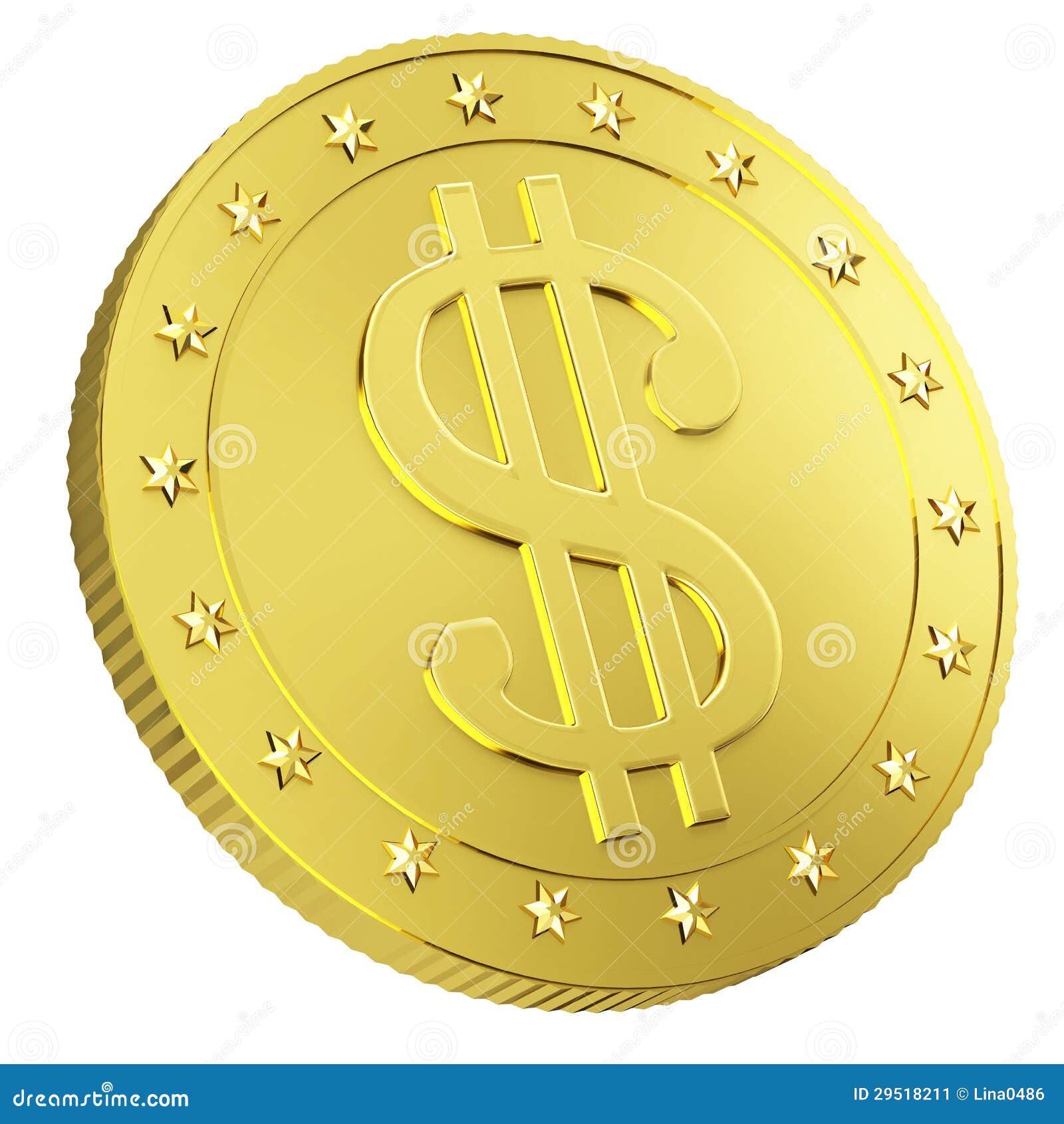 Gold coin with dollar sign stock illustration. Illustration of objects