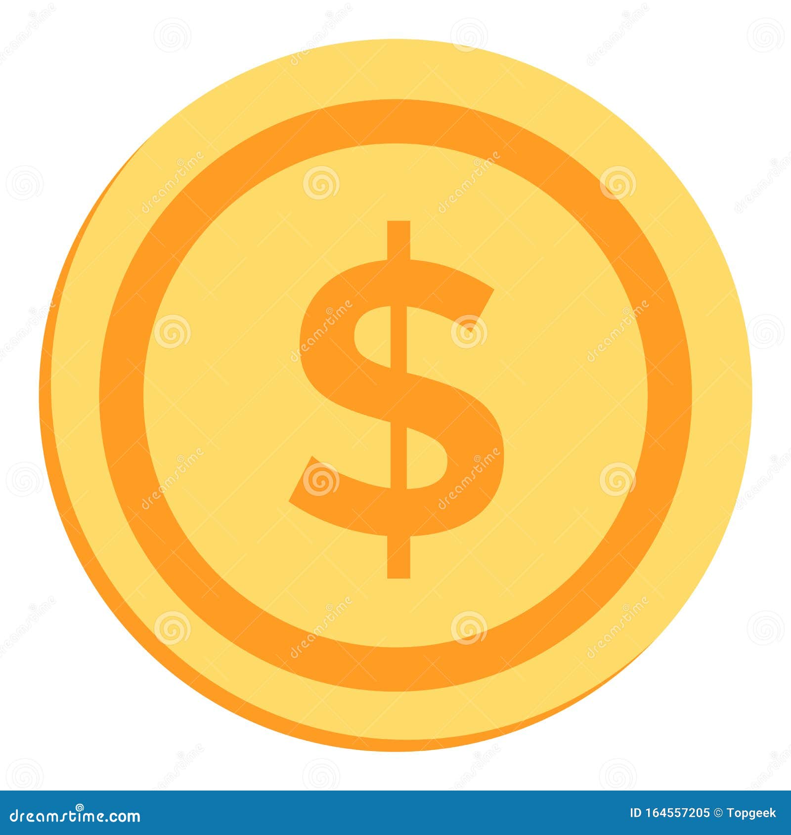 Gold Coin with Dollar Sign stock vector. Illustration of economic