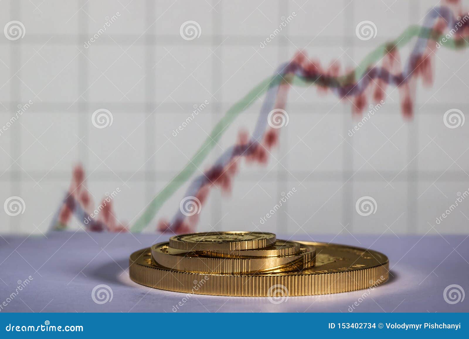 Gold Coins On The Background Of The Growth Chart. Stock ...