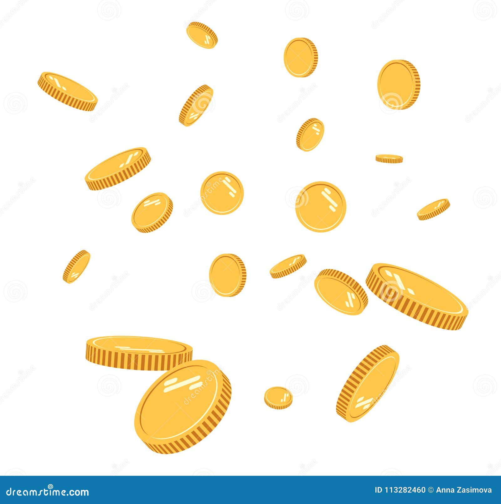 Gold Coins Explosion Flat Vector. Gold Coins Pattern with the Effect ...