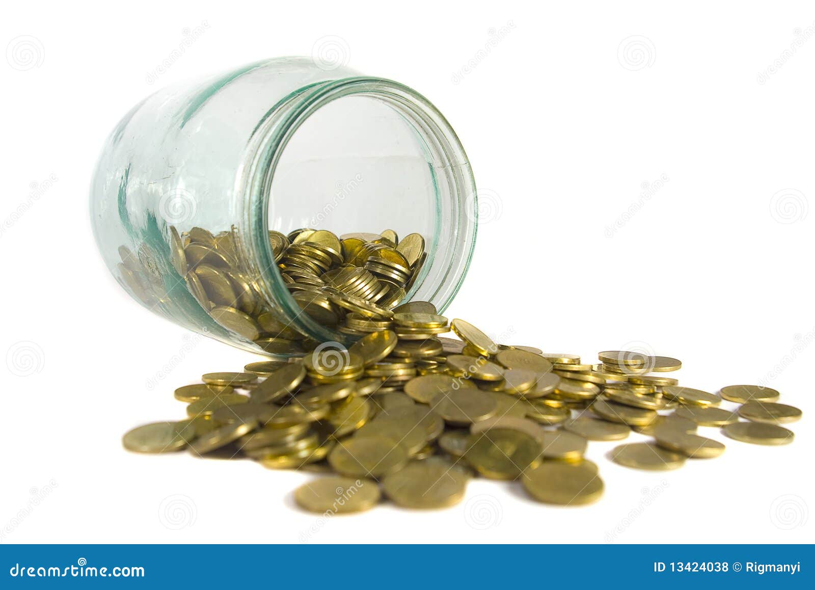 Gold Coins Spilling From A Jar Royalty Free Stock Photos Image 13424038