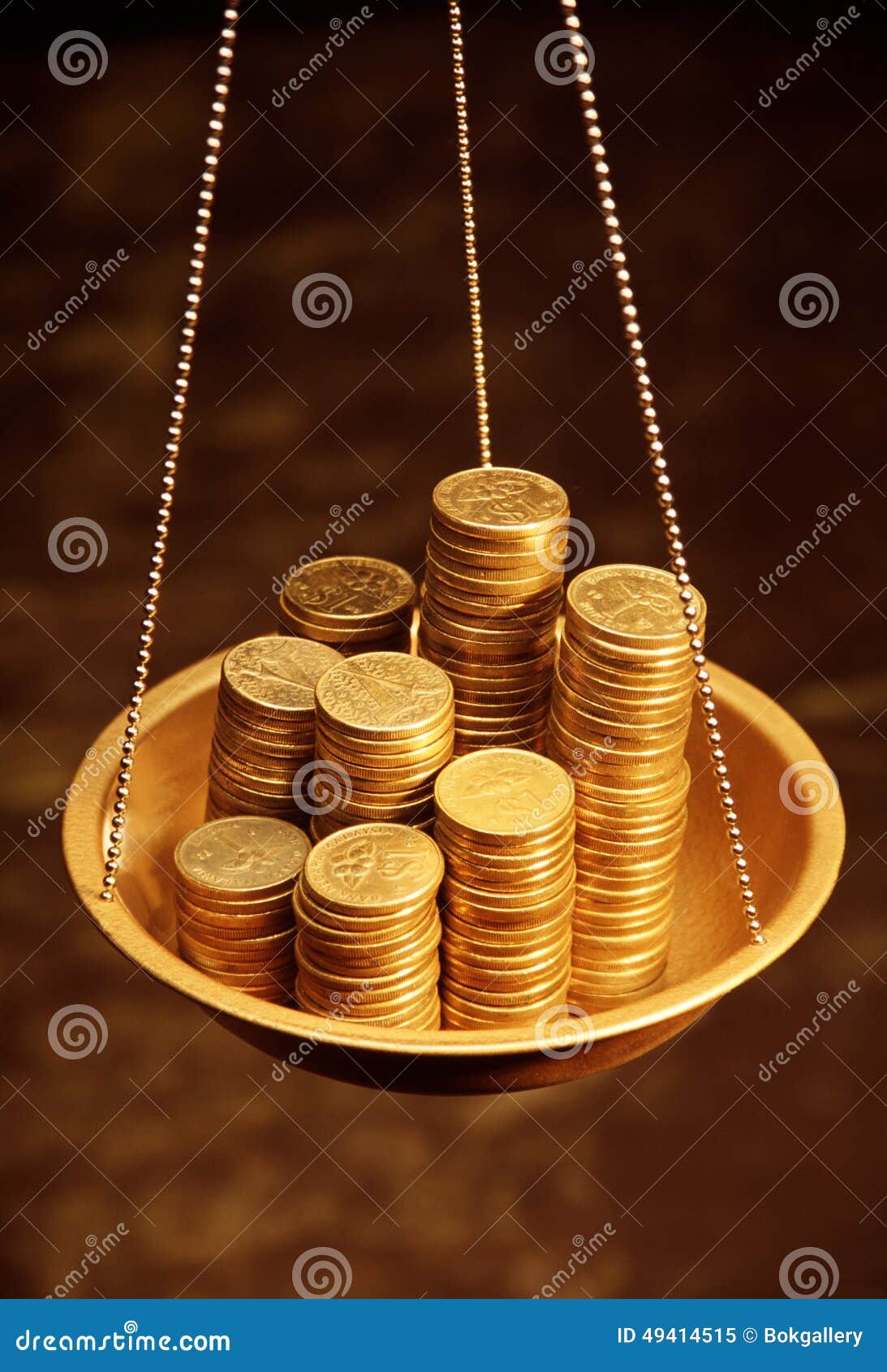 Gold Coins on Weighing Scales Stock Image - Image of scalesn, index:  49414515