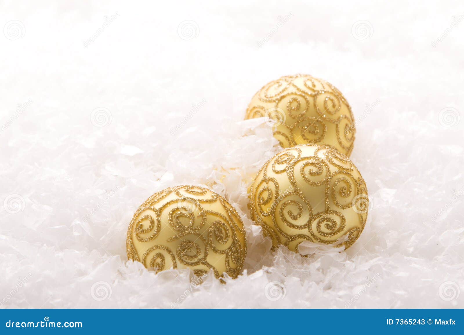Gold Color Christmas Ornaments Stock Image Image of snow, noel 7365243