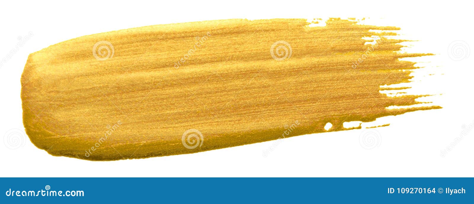 Shimmering Golden Paint Stain Isolated On A White Background