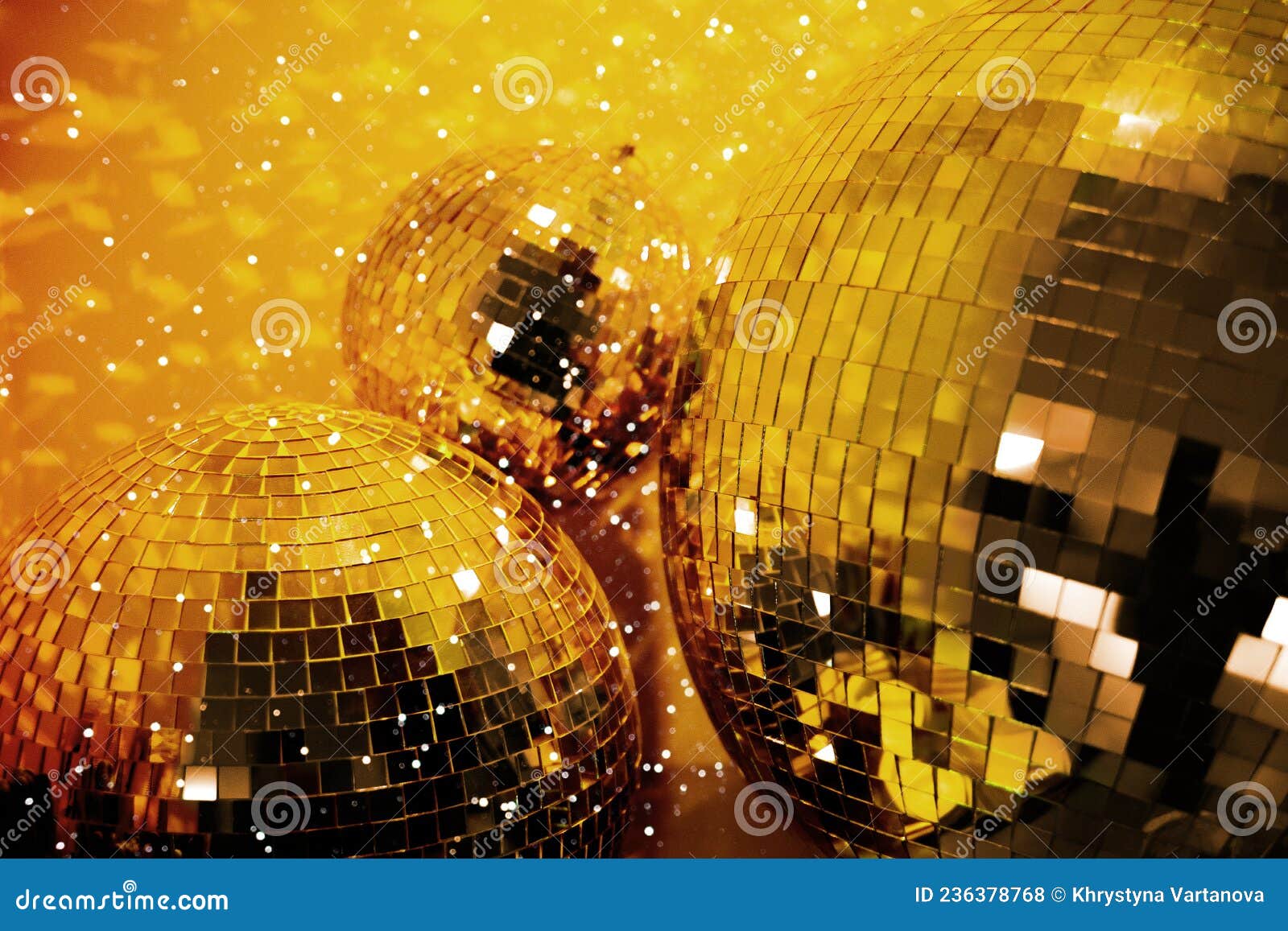 Gold Colored Disco Ball Baubles Stock Photo Image of dance, black
