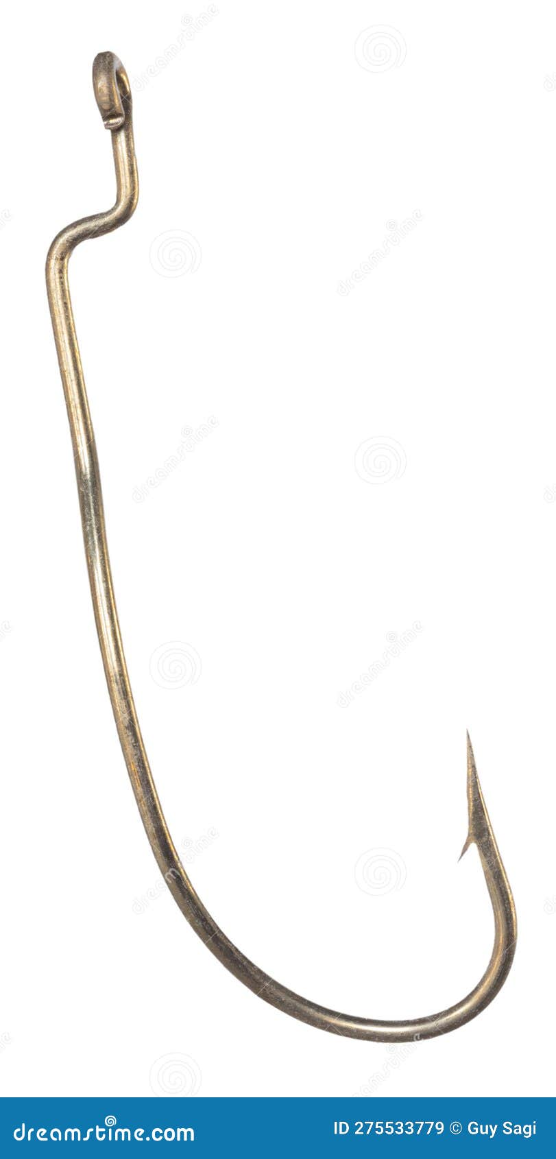 Gold Colored Fishing Hook with a Turn in the Neck Stock Image Image